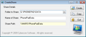 Create network shares for PhonePad