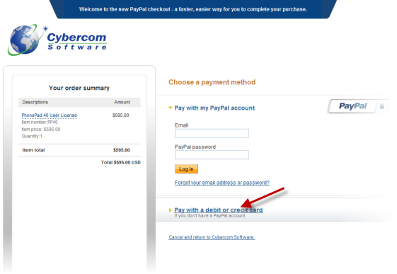 Ordering PhonePad by Credit Card