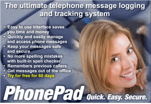 PhonePad Telephone Message Logging Software