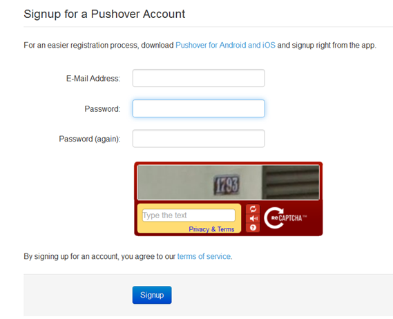 PushoverRegistration
