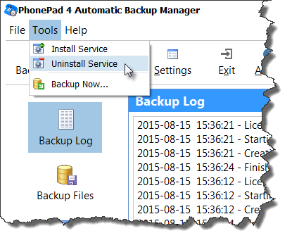uninstallingservice