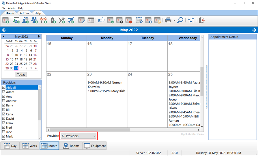 Month View - All Providers