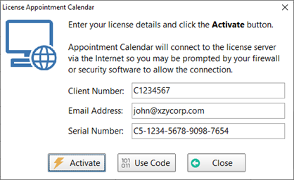 Licence Appointment Calendar