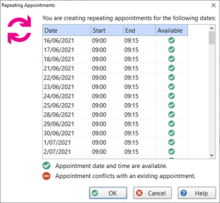 Repeating Appointments Summary