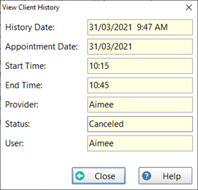 Client History View