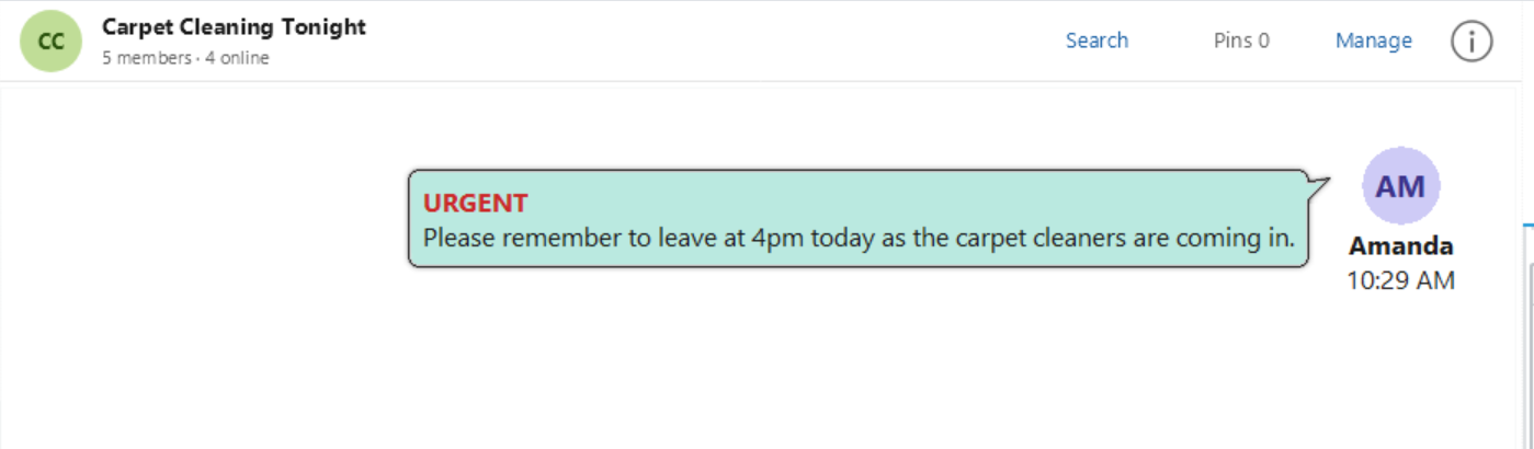 Urgent Message Sent