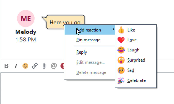 Reaction Menu
