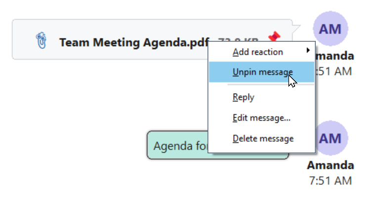 Unpin Message