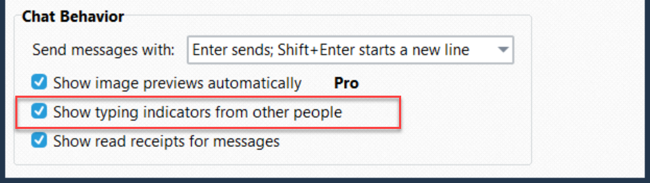 Preferences - Typing Indicator