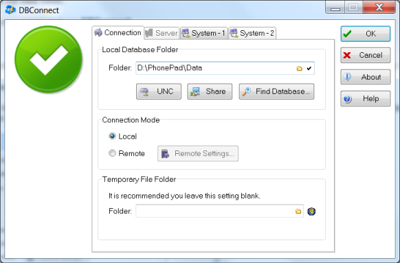 DBConnectLocalFolderServer