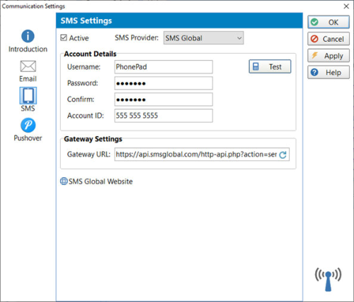 SMS Settings