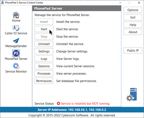 Start PhonePad Server